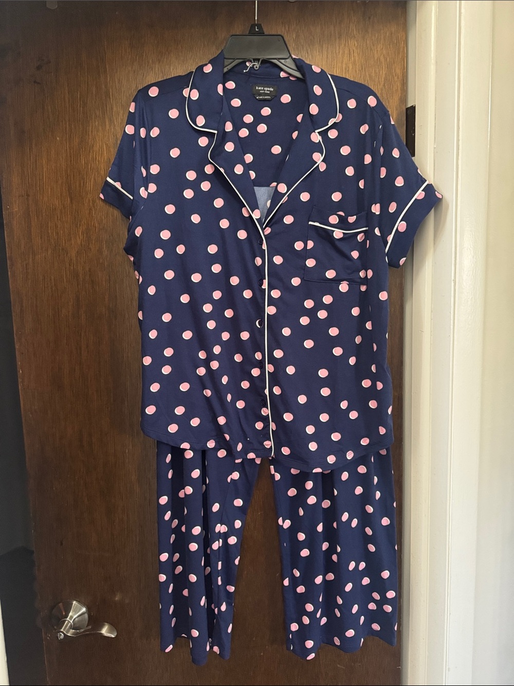 kate spade Navy and Pink Polka Dot Pajama Set